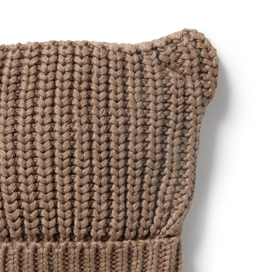 Wilson & Frenchy Knit Bear Hat in Coco Speckle