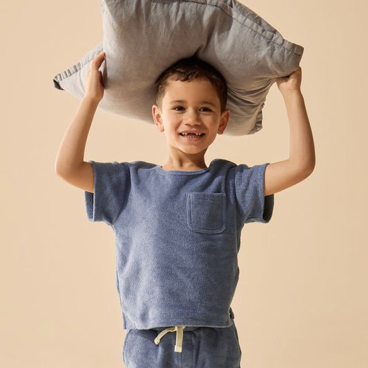 Wilson and Frenchy Organic Cotton Terry Tee in Deep Blue