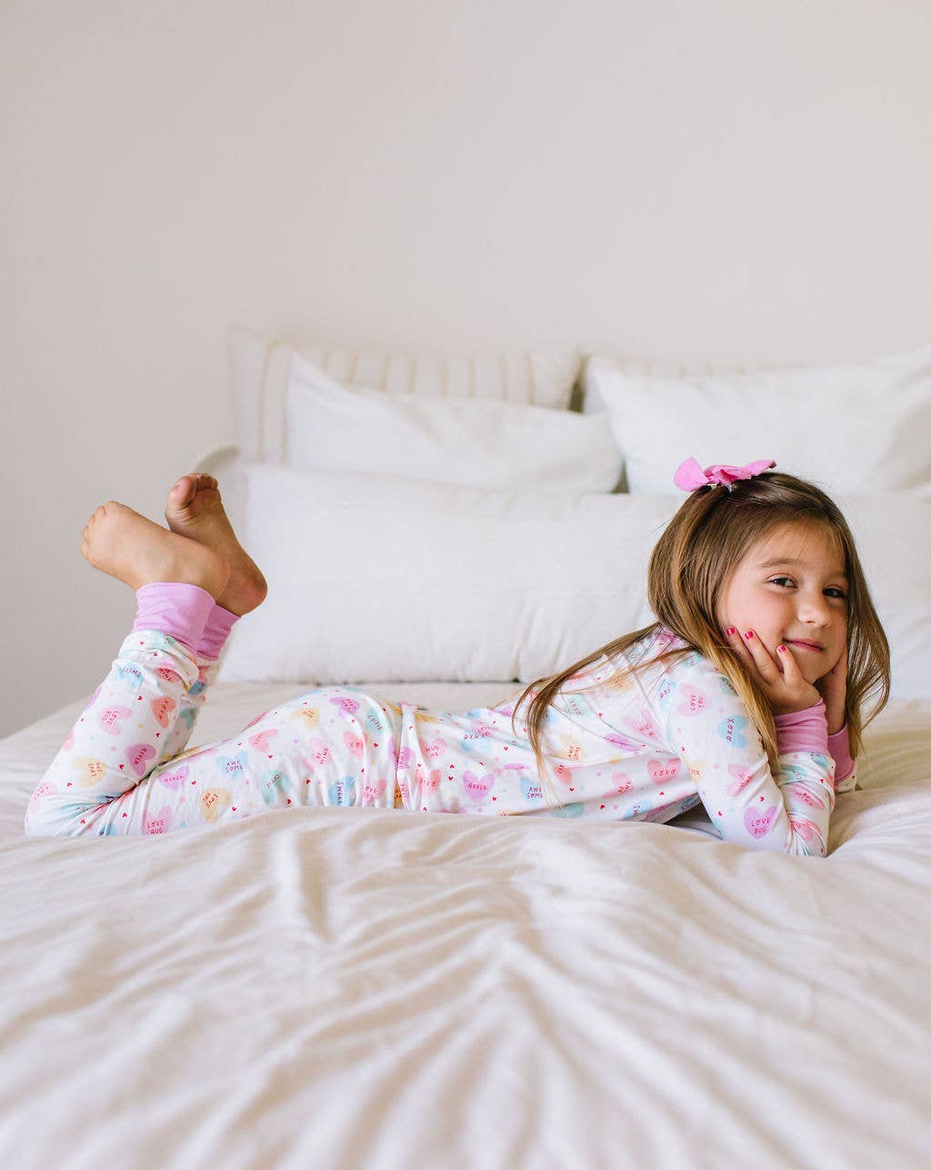 Ollie Jay 2 piece Bamboo Pajama Set in Candy Hearts