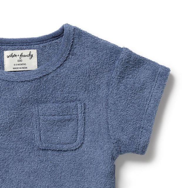 Wilson and Frenchy Organic Cotton Terry Tee in Deep Blue