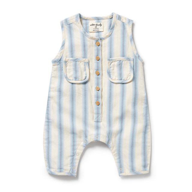 Wilson and Frenchy Organic Cotton Growsuit in Deep Blue Stripe