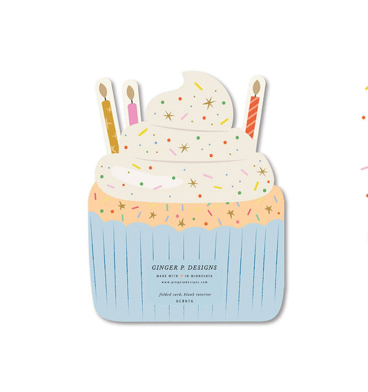 Ginger P. Designs - Birthday Cupcake die-cut folded Greeting Card