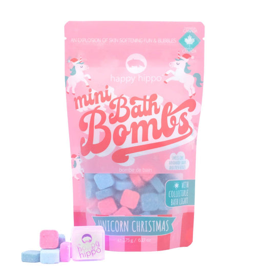 Happy Hippo Unicorn Christmas Mini Bath Bombs with Bath Light