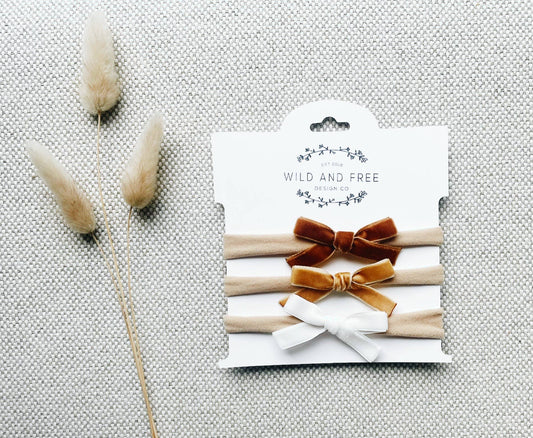 Wild and Free Design Co. Velvet Bow Set in Fall Neutrals