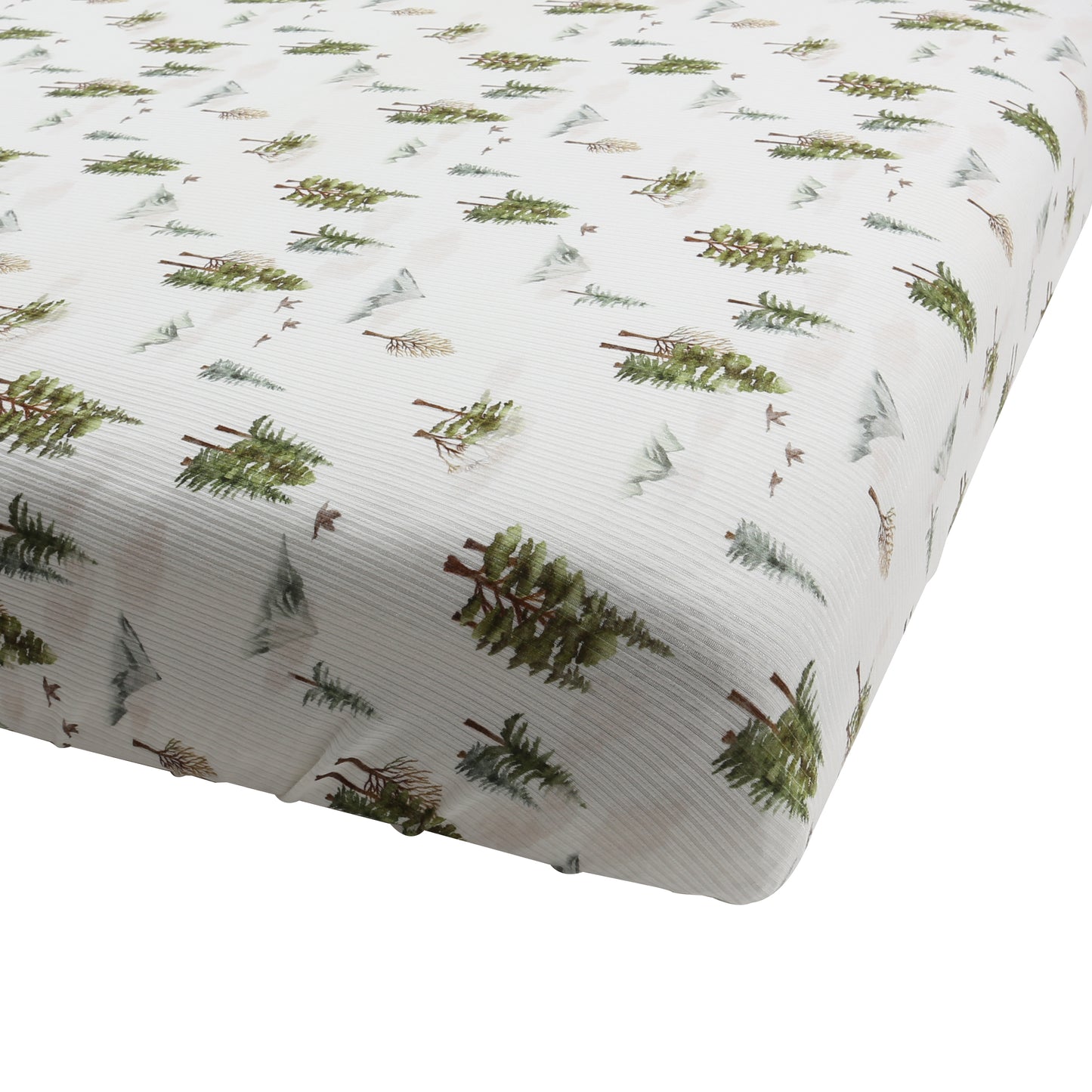 Belan J Ribbed Bamboo Fitted Crib Sheet in Misty Forest