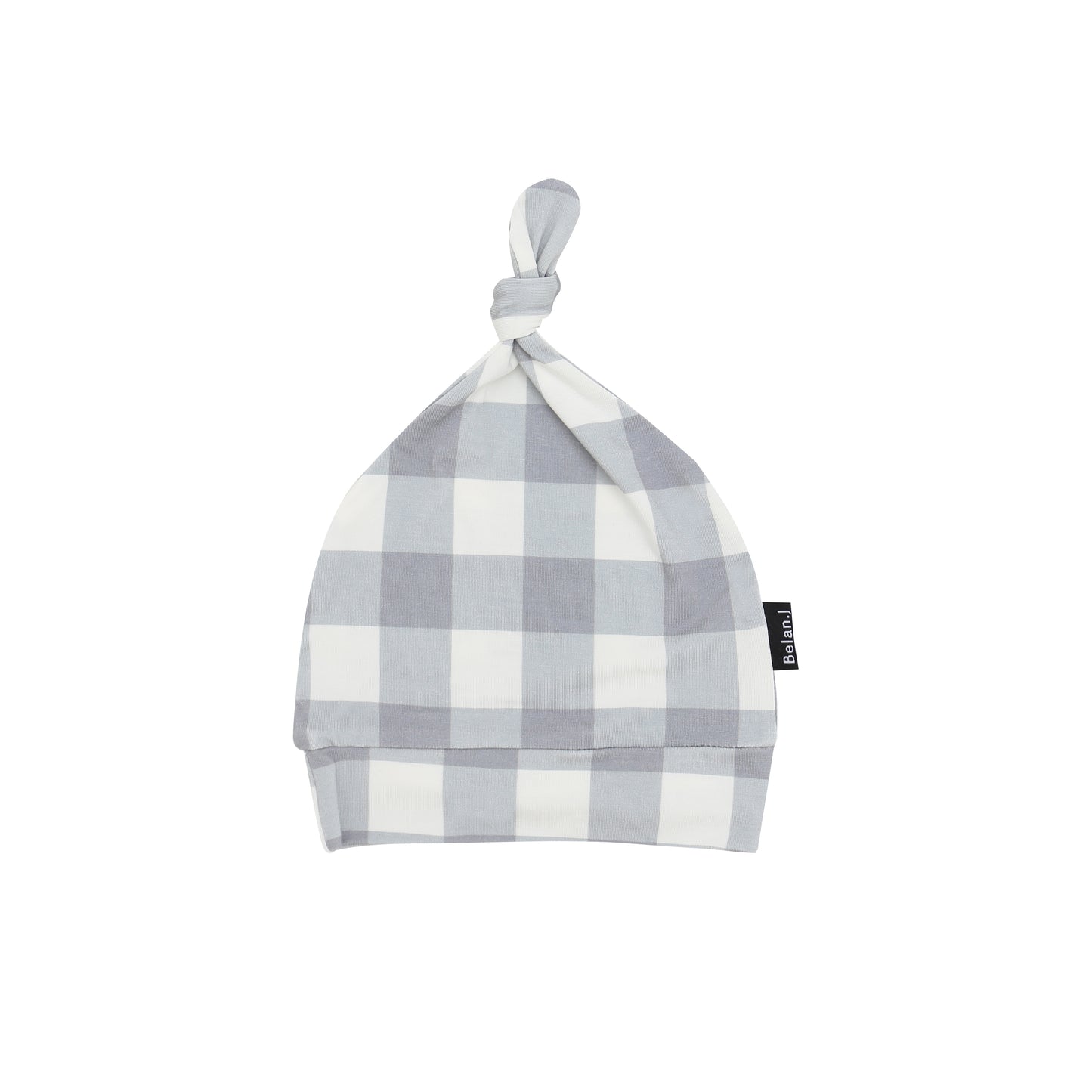 Belan J Knotted Infant Hat in Denim Plaid