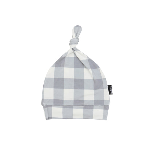 Belan J Knotted Infant Hat in Denim Plaid