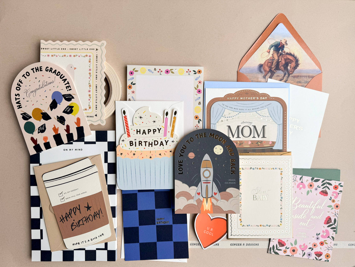 Ginger P. Designs - Birthday Cupcake die-cut folded Greeting Card