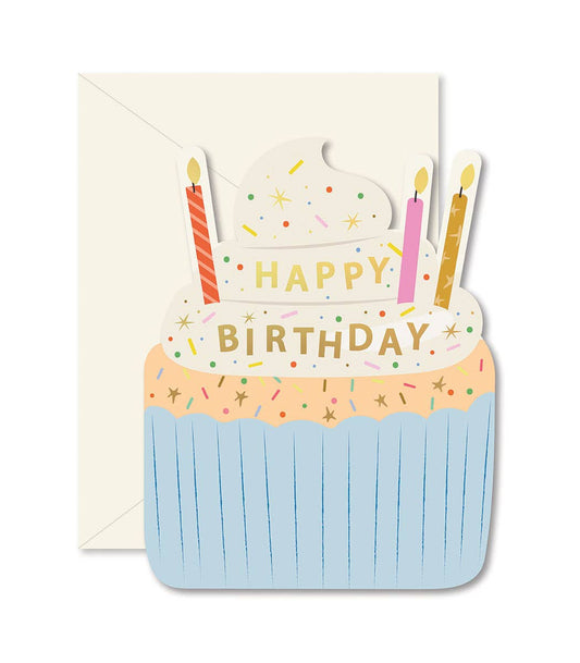 Ginger P. Designs - Birthday Cupcake die-cut folded Greeting Card