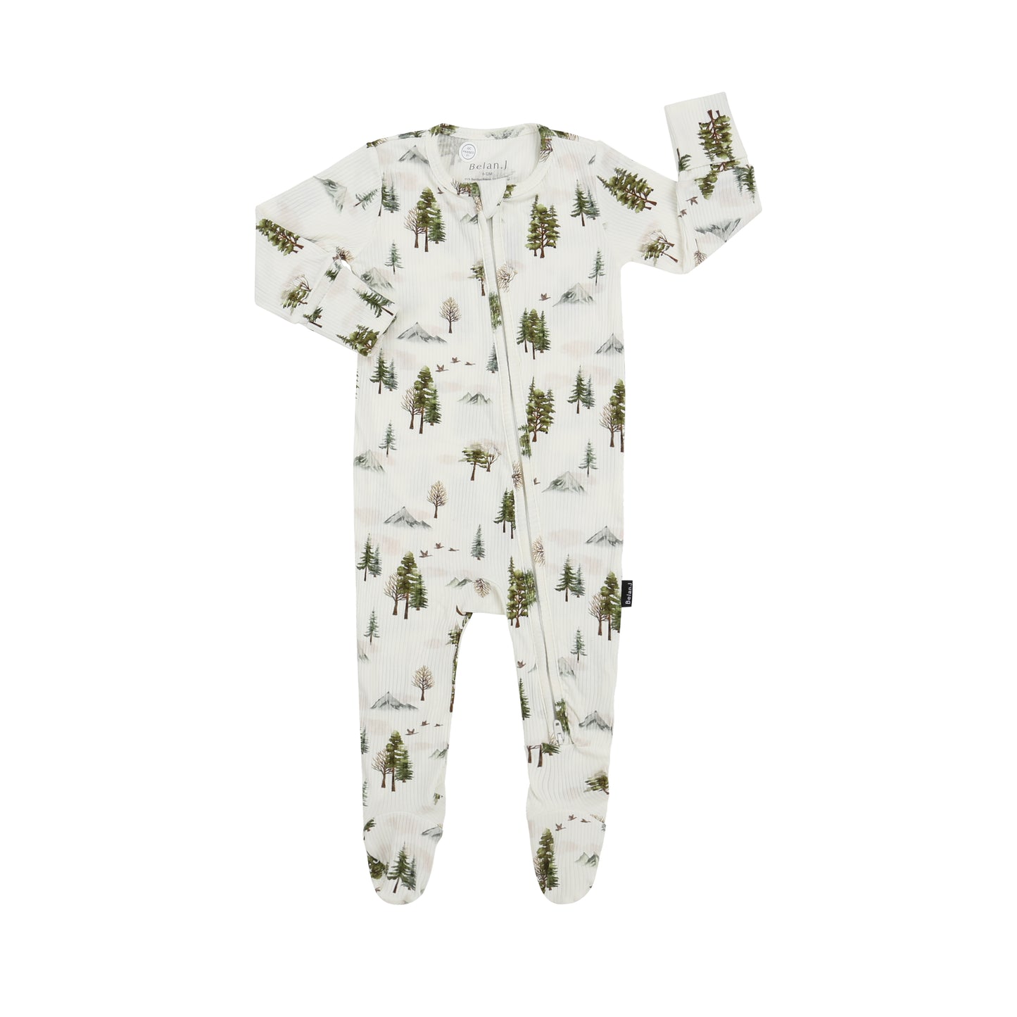 Belan J Ribbed Bamboo Footed Sleeper in Misty Forest