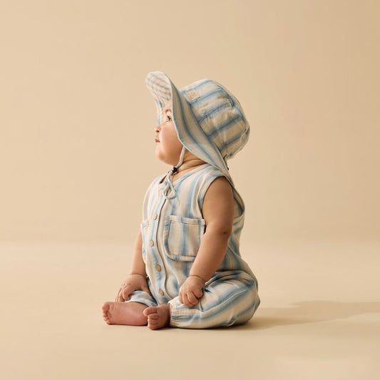 Wilson and Frenchy Organic Cotton Growsuit in Deep Blue Stripe