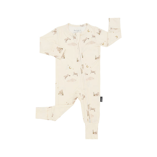 Belan J Foldover Cuff Footless Bamboo Sleeper in Little Lambs