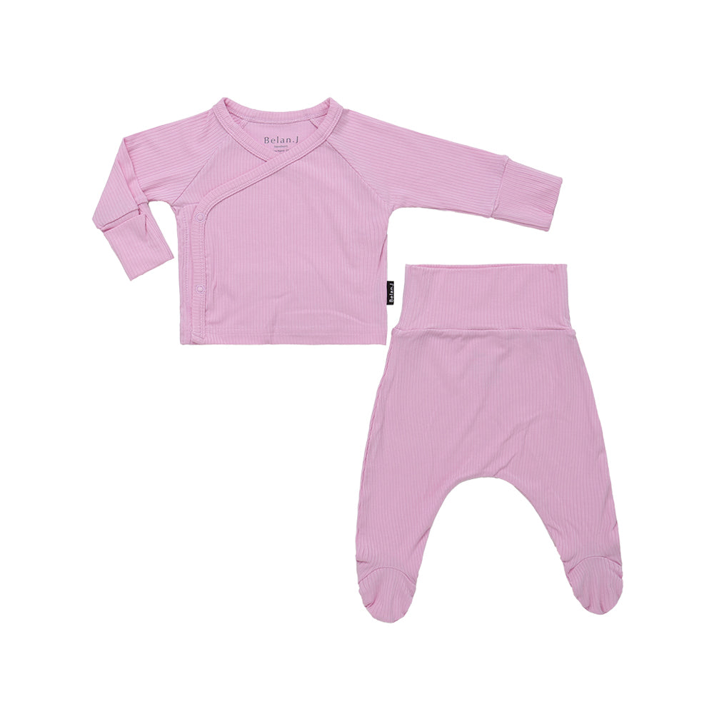 Belan J Ribbed Take me Home Kimono Set in Pastel Orchid