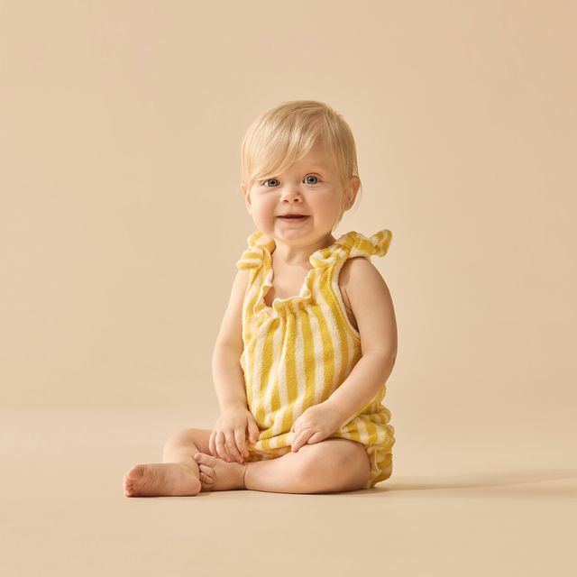 Wilson and Frenchy Organic Cotton Terry Tie Playsuit in Honey Wave