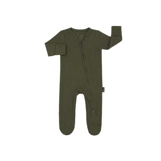 Belan J Ribbed Bamboo Footed Sleeper in Forest Green