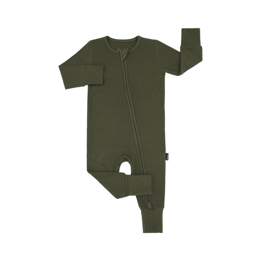 Belan J Foldover Cuff Footless Ribbed Bamboo Sleeper in Forest Green