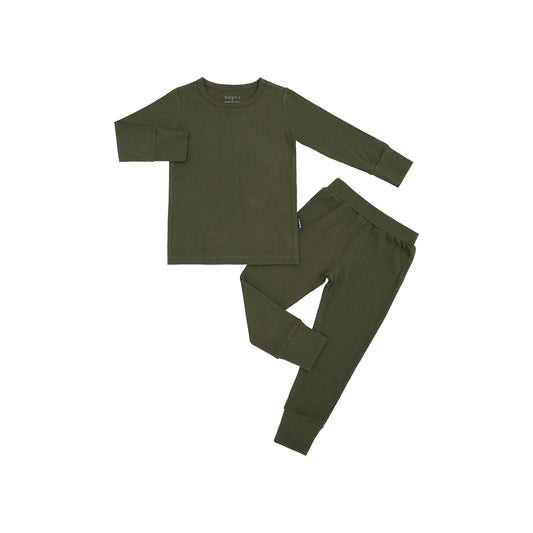 Belan J Ribbed 2 Piece PJ Set in Forest Green