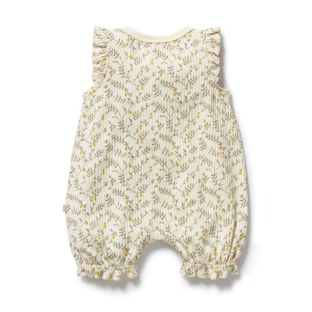 Wilson and Frenchy Organic Cotton Ruffle Zipsuit in Lemon Leaf